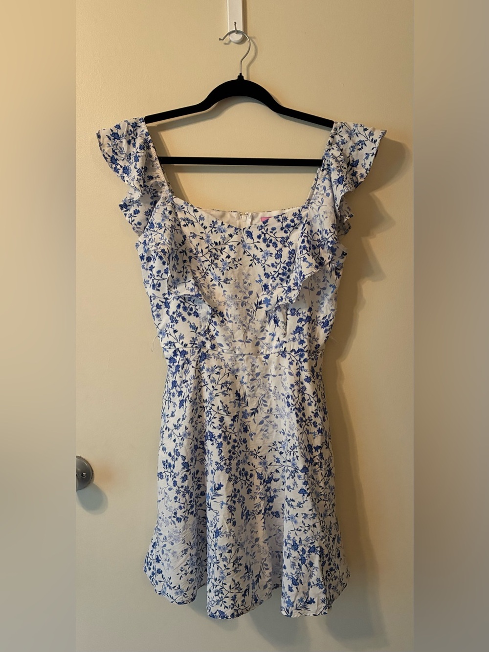 Mi Ami Ditsy Floral Mini Dress Ruffle Flutter Coquette Cottage Peasant Fairy S - Picture 2 of 13